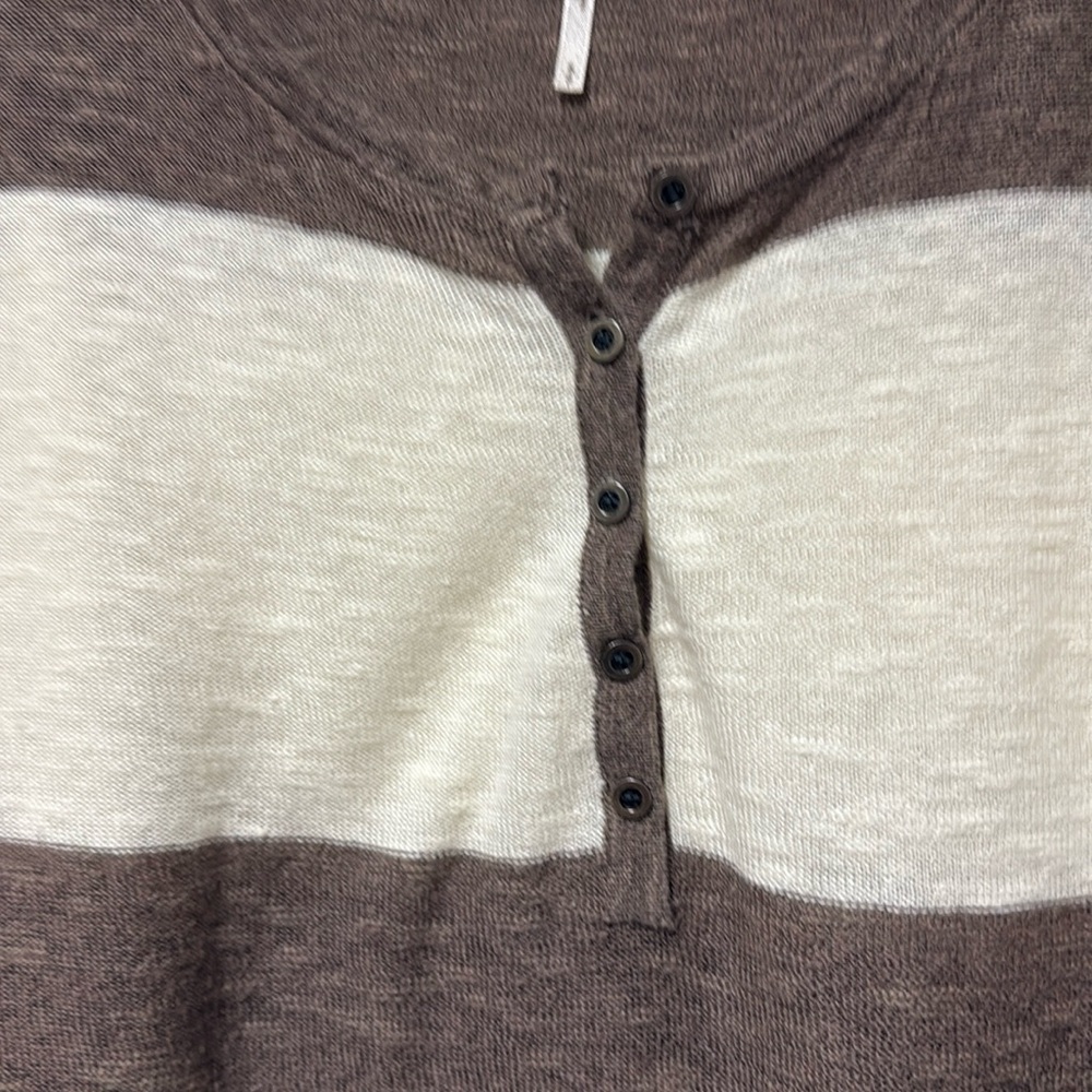 FREE PEOPLE FP Beach Brown and Cream Striped Women's Top Size Small - Picture 9 of 14